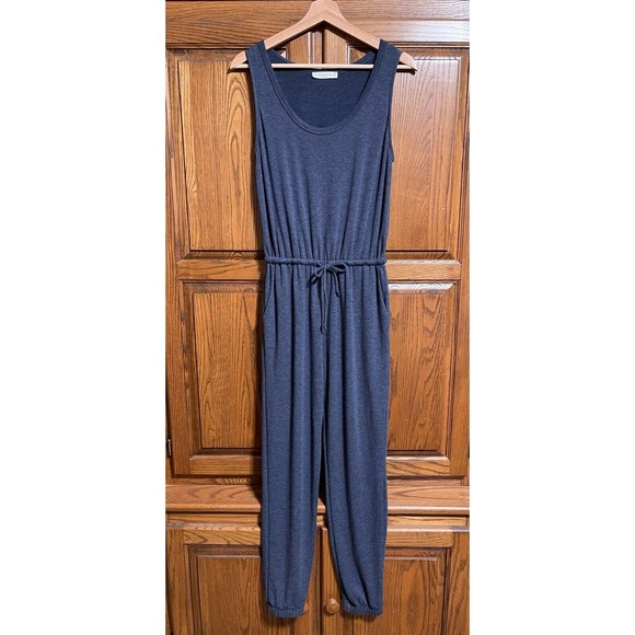 Wasabi + Mint Pants - Wasabi & Mint Jumpsuit SZ S Gray Soft Knit Sleeveless Casual Jogger Pockets